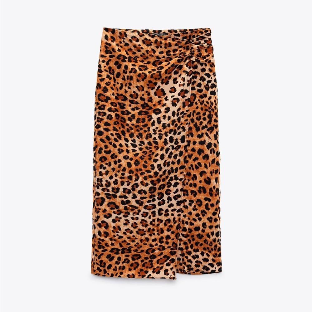 NWT Zara Animal print wrap skirt